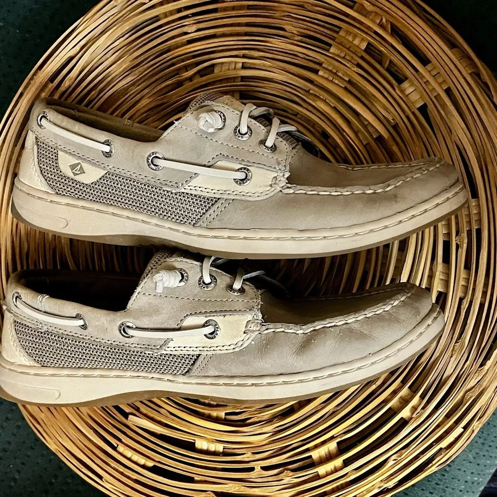 Women's Sperry Top Sider Rosefish Boat Loafer Shoes Memory Foam Linen-Oat Size 9